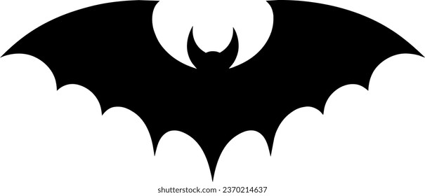 Vector black bat template for bunting and decoration. Vampire animal silhouette isolated on white. Halloween hanging decor