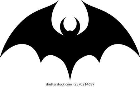 Vector black bat template for bunting and decoration. Vampire animal silhouette isolated on white. Halloween hanging decor