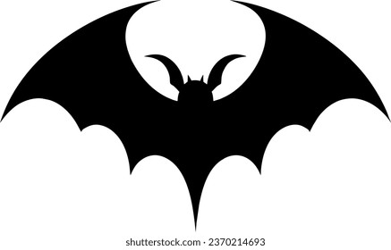 Vector black bat template for bunting and decoration. Vampire animal silhouette isolated on white. Halloween hanging decor