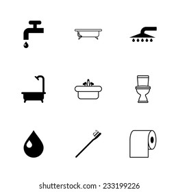 Vector Black Bathroom Icon Set On Stock Vector (Royalty Free) 230387035