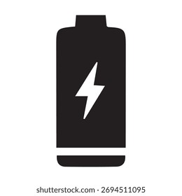 Vector Negro Icono de carga de la batería con el símbolo del perno del relámpago. Concepto de energía y energía para el App móvil, el Sitio web y el diseño de interfaz.