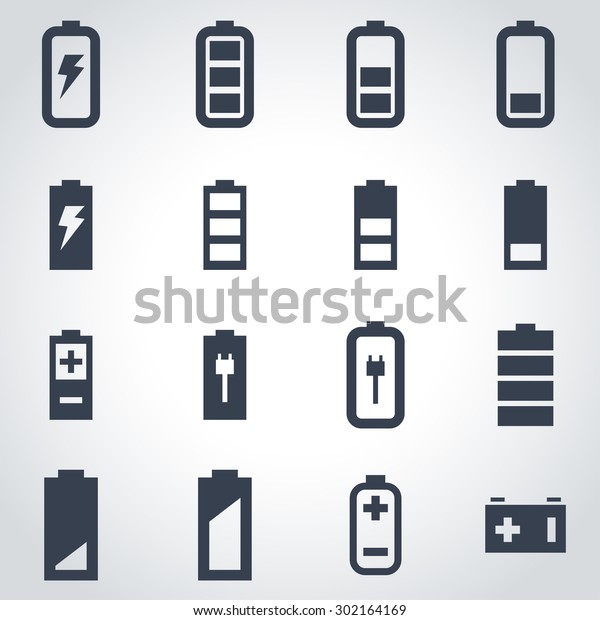 Vector Black Battery Icon Set Stock Vector (Royalty Free) 302164169 ...