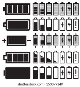 Vector black  battery  icons set