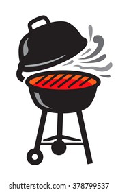 vector black BBQ Grill icons on white background