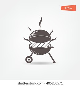 vector black BBQ Grill icons on white background