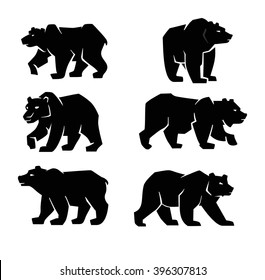 vector black Bear symbol on white background