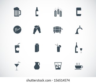 Vector black beer and  beverage icons set