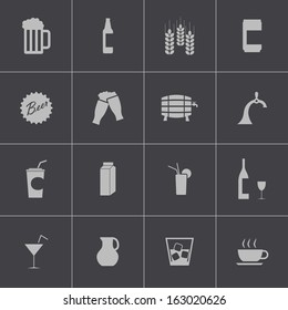 Vector black beer and  beverage icons set