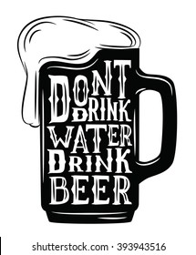 vector black beer icon on white background