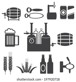 Vector black beer icons set.