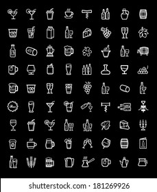 vector black beverages icons set