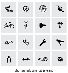 Vector black bicycle icon set on grey background