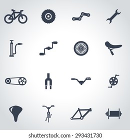 Vector black bicycle icon set.