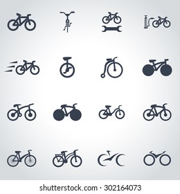 Vector black bicycle icon set.