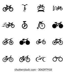 Vector black bicycle icon set on white background