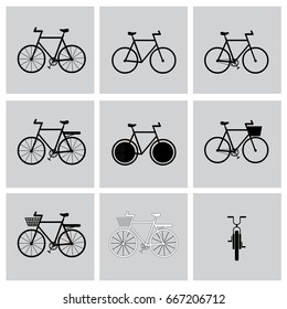 Vector black bicycle icon set