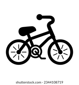 Icono de bicicleta negra vectorial. Simple ícono minimalista de la bicicleta vectorial. Signo de ciclismo, forma de bicicleta. Elementos de diseño de bicicletas planas de moda para logotipos, web, medios sociales, interfaz de usuario, aplicación. Vista lateral