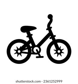Icono de bicicleta negra vectorial. Simple ícono minimalista de la bicicleta vectorial. Signo de ciclismo, forma de bicicleta. Elementos de diseño de bicicletas planas de moda para logotipos, web, medios sociales, interfaz de usuario, aplicación. Vista lateral
