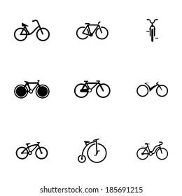 Vector black bicycle icons set on white background