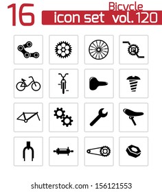 Vector black bicycle part icons set