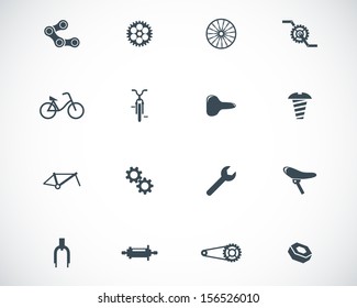 Vector black bicycle part icons set