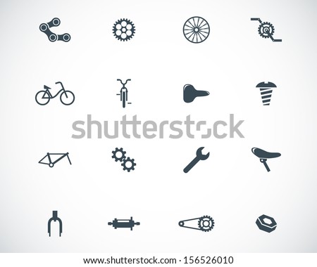 Vector black bicycle part icons set