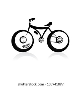 vector black bicycles icon. Mountain bike on the road. vector Bike silhouette