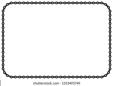 Vector black bike chain. A4 frame line with rounded corners. Isolated on white background.
