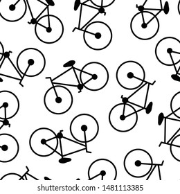 Vector Black Bikes Bicycles on White Background Seamless Repeat Pattern