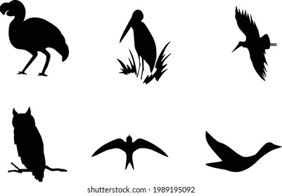 vector black birds
white background on black birds