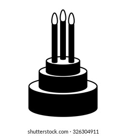Vector black birthday icon on white background. Three (3) years