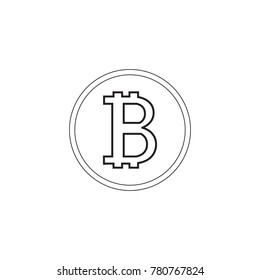 Vector black bitcoins icon on grey background.