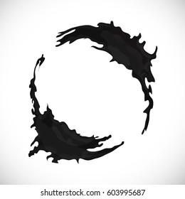 Vector black blot background. Abstract design frame