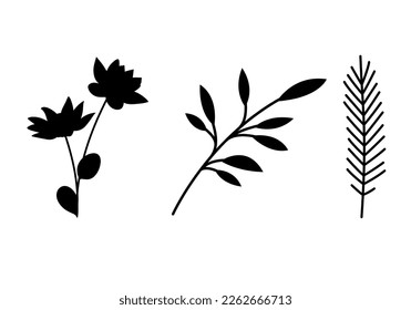 Las plantas de color negro y azul vectorial son gráficos digitales o ilustraciones de plantas representadas principalmente en color negro, con fondo blanco 