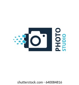 Vector Black and Blue Icon for Photographer. Camera Icon