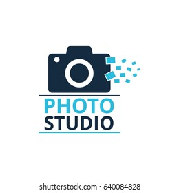 Vector Black and Blue Icon for Photographer. Camera Icon