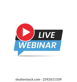 vector black ,blue and red live webinar modern design
