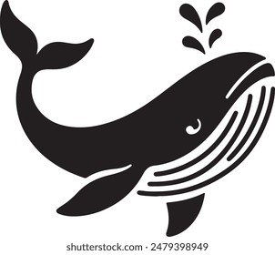 Vector black blue whale silhouette isolated