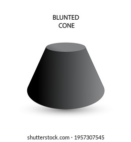 Vector black blunted cone with gradients and shadow for game, icon, package design, logo, mobile, ui, web, education. 3d cone on a white background. Geometric figures for your design.