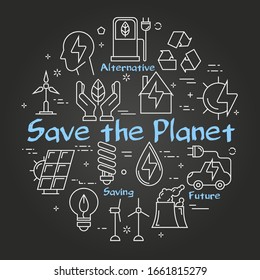 Vector Black Board Innovation Technology of save the planet