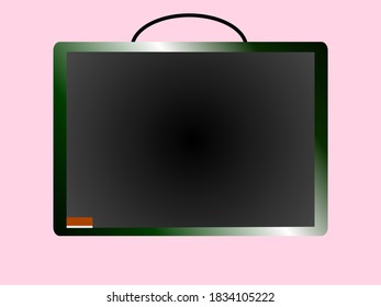 Vector black board with silver metallic border