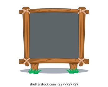 vector black board with wooden frame isolated on white background