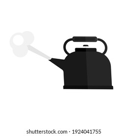 Vector of black Boiling kettle on white background.