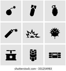 Vector black bomb icon set.