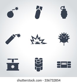 Vector black bomb icon set.