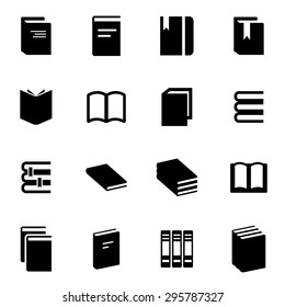 Vector black book icon set.