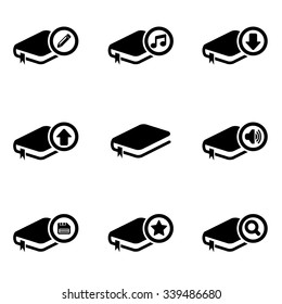 Vector black book icon set