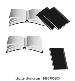 vector black book icons set on gray