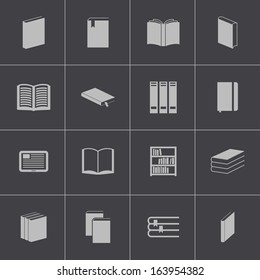 Vector black  book  icons set