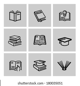 vector black book icons set